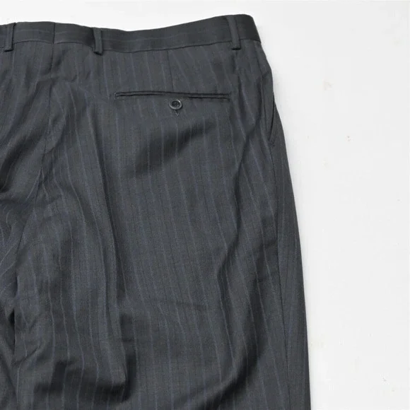 Bachrach 44L 36x32 Gray Stripe 100% Wool Mens Jacket Pants‎ Suit